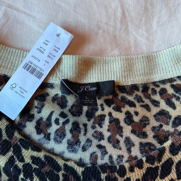 J. Crew 100% Merino wool leopard 🐆 sweater size L - Picture 2 of 6